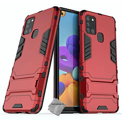 Htdmobiles Coque rigide anti choc pour Samsung Galaxy A21s + film ecran - ROUGE