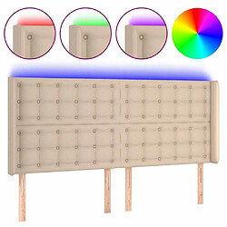 Maison Chic Tête de lit scandinave à LED,meuble de chambre Cappuccino 203x16x118/128 cm Similicuir -MN79470