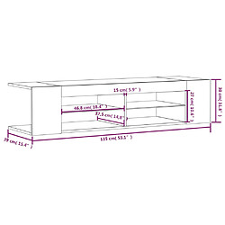 vidaXL Meuble TV avec lumières LED chêne fumé 135x39x30 cm pas cher