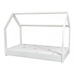 Velinda Ensemble matelas STANDARD+Lit maison cabane 160x80cm blanc