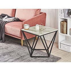 Beliani Table appoint carrée effet marbre beige / pied noir 50 x 50 cm MALIBU