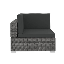 Acheter vidaXL Salon de jardin avec coussins 3 pcs résine tressée gris