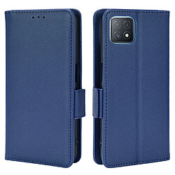 Etui en PU tissu antichoc, magnétique, texture litchi avec support, bleu foncé pour votre Oppo A72 5G/A73 5G