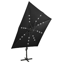 ComfortXL Parasol Déporté Avec Mât Et Lumières LED Noir 300 Cm pas cher