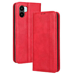 Etui en PU texture rétro, antichoc, magnétique avec support pour votre Xiaomi Redmi A1 4G - rouge