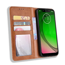 Acheter Wewoo Housse Coque Étui en cuir à boucle magnétique avec texture rétro et pour Motorola Moto G7 Play (version US), support emplacements pour cartes porte-monnaie (Marron)