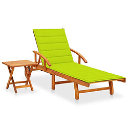 Maison Chic Chaise longue de jardin avec table et coussin | Bain de soleil Relax | Transat Bois d'acacia -GKD15184