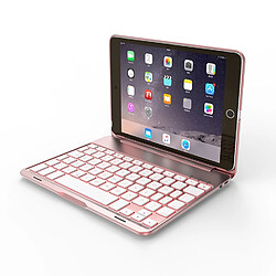 Wewoo F8SM pour iPad mini 3/2/1 version ordinateur portable coloré rétro-éclairé en alliage d'aluminium Bluetooth clavier housse de protection or rose