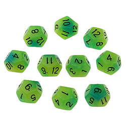 Dés de jeu à 12 faces Dés de 18mm pour les jeux de société et l'enseignement des mathématiques Vert + Bleu