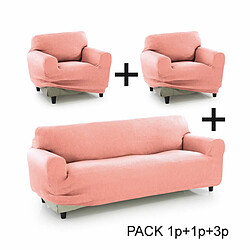 Housse de canapé Sofakover Pocket Trio Romeo 3 Unités - Rose clair