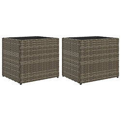 vidaXL Jardinières 2 pcs gris 36x30x32 cm résine tressée