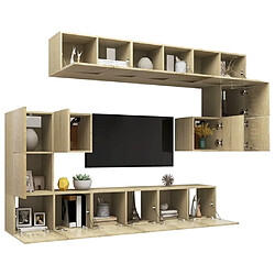 Avis Maison Chic Ensemble de meubles TV 10 pcs | Banc TV Moderne pour salon | Meuble de Rangement - Chêne sonoma Aggloméré -MN52999