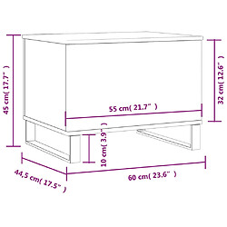 vidaXL Table basse Chêne marron 60x44,5x45 cm Bois d'ingénierie pas cher