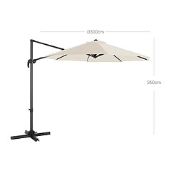 Acheter Helloshop26 Parasol décentré de jardin ombrelle de terrasse rotatif à 360° diamètre 3 m protection salaire upf 50+ inclinaison réglable avec manivelle d’ouverture socle beige 12_0001781