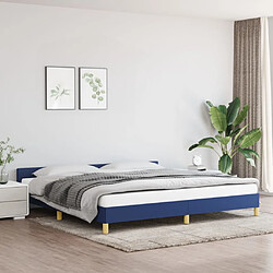 vidaXL Cadre de lit avec tête de lit sans matelas bleu 200x200cm tissu