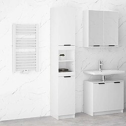 Maison Chic Armoire de salle de bain,Meuble de rangement,Meuble haut Blanc brillant 32x34x188,5 cm -GKD902677