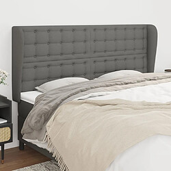 Maison Chic Tête de lit scandinave avec oreilles,meuble de chambre Gris foncé 163x23x118/128 cm Tissu -MN71618