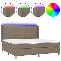 vidaXL Sommier à lattes de lit matelas et LED Taupe 200x200 cm Tissu