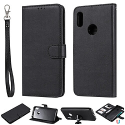 Wewoo Housse Coque Pour Huawei Honor 8A / Y6 2019 Étui de protection à rabat horizontal de couleur unie avec support et fentes cartes et portefeuille et cadre photo et lanière noir