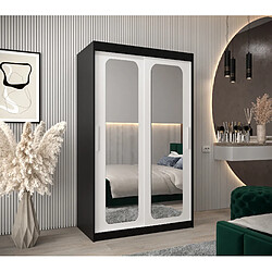 Abiks Meble Armoire PROMO T3 À Portes Coulissantes 200/120/62 2 Portes (Noir/Blanc)