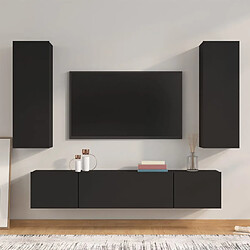 vidaXL Ensemble de meubles TV 4 pcs Noir Bois d'ingénierie