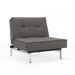 Inside 75 INNOVATION LIVING Fauteuil design SPLITBACK CHROME convertible lit 90*115 cm tissu Flashtex Dark Grey