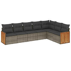 vidaXL Salon de jardin avec coussins 7 pcs gris résine tressée