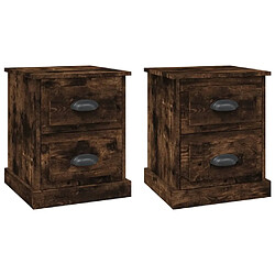 Maison Chic Lot de 2 Tables de chevet - Tables de Nuit chêne fumé 39x39x47,5 cm bois ingénierie