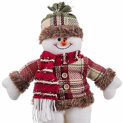 BigBuy Christmas Décorations de Noël Multicouleur Métal Tissu Bonhomme de Neige 33 cm