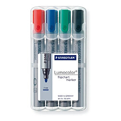 Promark Staedtler - LumoColor 356 - Etui Chevalet Box 4 Marqueurs Tableau Papier Pointe Ogive 2 mm Assortis