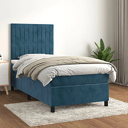 Maison Chic Lit Adulte - Lit simple Lit à sommier tapissier avec matelas moelleux - Meuble de Chambre - Bleu foncé 90x200 cm -MN74849