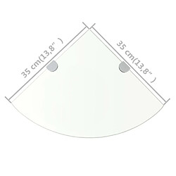 vidaXL Étagères d'angle 2 pcs et supports Verre Transparent 35x35 cm pas cher