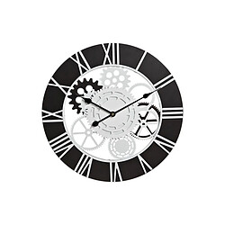 Look & Feel Horloge Murale DKD Home Decor Bois Noir Blanc Fer Engrenage (60 x 4 x 60 cm)