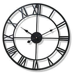 Universal Horloge murale en métal nordique 40 chiffres romains Vintage Fer Visage rond Or Noir Grande horloge de jardin extérieure Décoration de la maison | Horloge murale