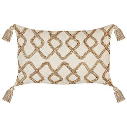 Beliani Coussin INCANA Bouclé 30 x 50 cm Géométrique Beige