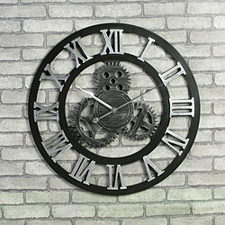 Wewoo Horloge murale argent Originalité American Style Industriel Bois Vintage Old Gear