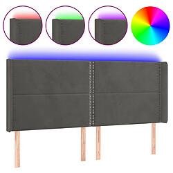 vidaXL Tête de lit à LED Gris foncé 163x16x118/128 cm Velours