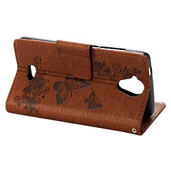 Wewoo Coque marron Wiko U Feel Lite Étui en cuir à rabat avec motif fleurs et papillon avec boucle magnétique Titulaire & Slots de cartes Portefeuille pas cher