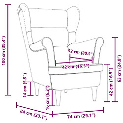 vidaXL Fauteuil gris clair 74x84x100 cm tissu pas cher