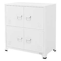 ML DESIGN MODERN LIVING Armoire De Classement Bureau Blanc 75x40x80,5 Cm Acier 2 Compartiments 4 Portes