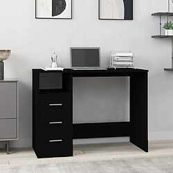 Maison Chic Bureau solide,Table de travail,Bureau d'ordinateur avec tiroirs Noir 102x50x76 cm Bois d'ingénierie -GKD32110