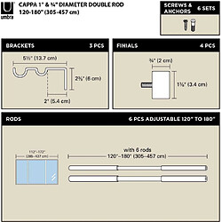 Acheter Umbra Tringle à rideaux nickel Cappa 305 à 457 cm Double