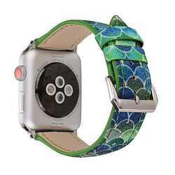 Acheter Wewoo Échelle de poisson en paillettes avec bracelet en cuir véritable avec boucle en acier inoxydable pour Apple Watch séries 3 et 2 et 1 de 38 mm (vert)