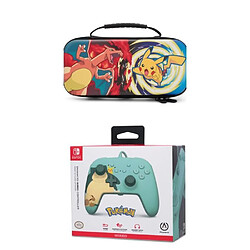 Power A Manette SWITCH Filaire Nintendo Pokémon: Snorlax & Friends Officielle + Sacoche Switch Pokemon Pikachu vs. Dracaufeu