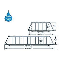 Acheter Bestway Piscine tubulaire rectangle power steel 6.40 x 2.74 x h.1.32 m - filtre à cartouche