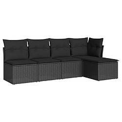 Maison Chic Salon de jardin 5 pcs avec coussins | Ensemble de Table et chaises | Mobilier d'Extérieur noir résine tressée -GKD84599