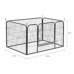 Enclos Parc pour Animaux avec Porte 125 x 85 x 70 cm Acier Argenté [pro.tec]