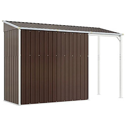 Acheter Helloshop26 Abri de jardin cabane cabanon maison de stockage remise extérieur hangar outils robuste avec toit prolongé 277 x 110,5 x 181 cm acier marron 02_0022219