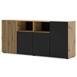 Bestmobilier Ozzy - buffet bas - bois et noir - 180 cm