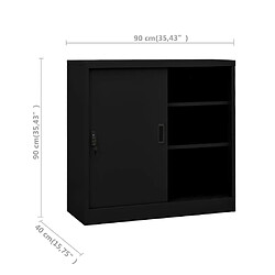 vidaXL Armoire de bureau avec porte coulissante Noir 90x40x90 cm Acier pas cher